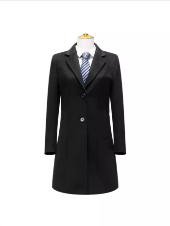 Professional attire 50% wool black fashionable slim fit high-end business women's coat suit collar long solid color